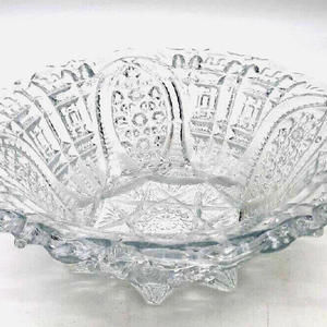Vintage American Brilliant Period APB Clear Cut Crystal Glass 8.5" Bowl